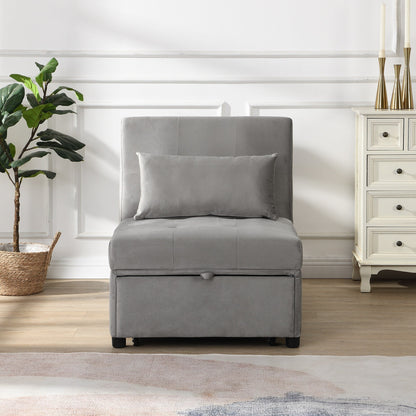 39.8 Single Folding Ottoman Sofa Bed with Adjustable Back and Pillows for Living Room
