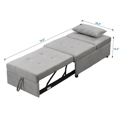 39.8 Single Folding Ottoman Sofa Bed with Adjustable Back and Pillows for Living Room