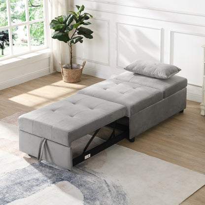 39.8 Single Folding Ottoman Sofa Bed with Adjustable Back and Pillows for Living Room