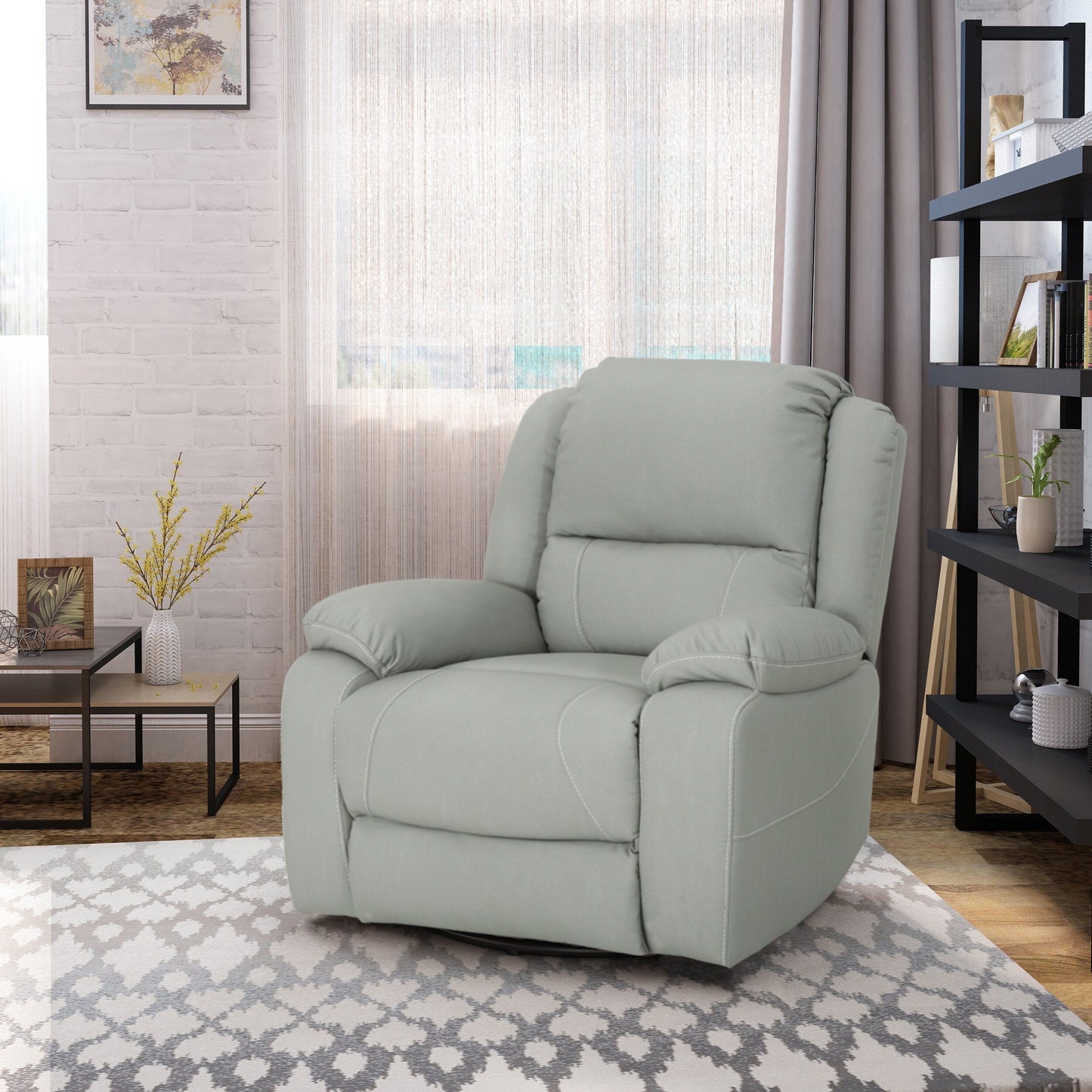 39 Wide Faux Leather Manual Swivel Standard Recliner