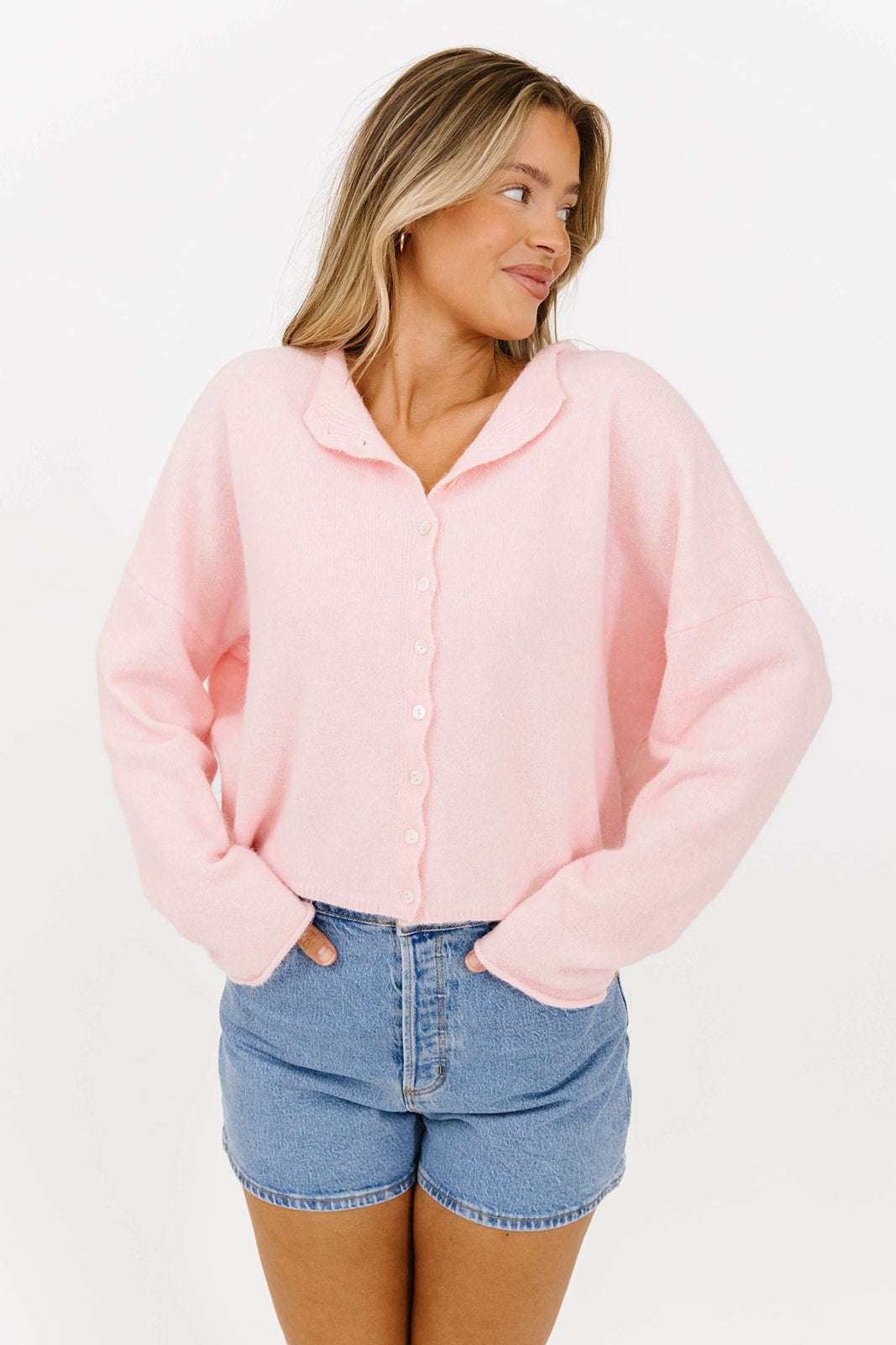 Piper Cardigan in Baby Pink
