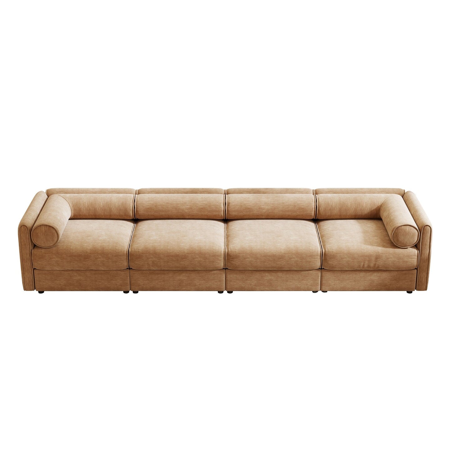 4-Piece Modular Sectional Sofa - Storage Chaise Lounge with Cylindrical Backrests, Deep Seating
