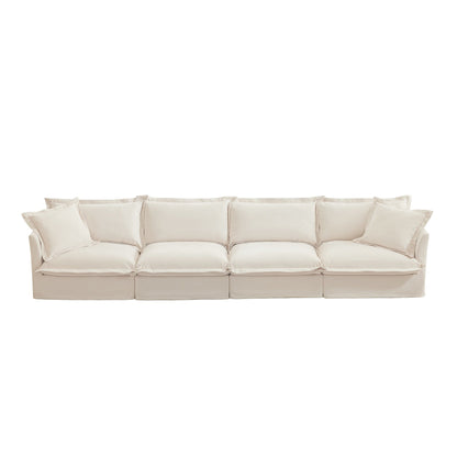 4-Seater Chenille Sofa with Removable Cover for Living Room