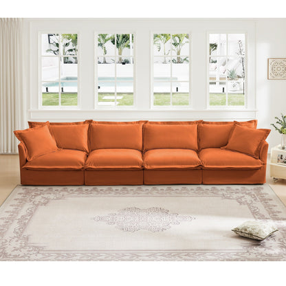4-Seater Chenille Sofa with Removable Cover for Living Room