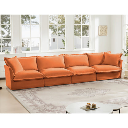 4-Seater Chenille Sofa with Removable Cover for Living Room