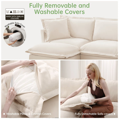 4-Seater Chenille Sofa with Removable Cover for Living Room