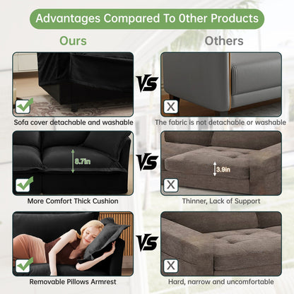 4-Seater Chenille Sofa with Removable Cover for Living Room