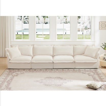 4-Seater Chenille Sofa with Removable Cover for Living Room