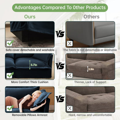 4-Seater Chenille Sofa with Removable Cover for Living Room