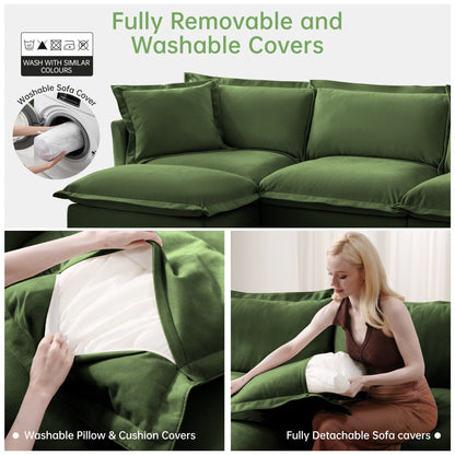 4-Seater Chenille Sofa with Removable Cover for Living Room