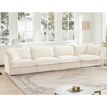 4-Seater Chenille Sofa with Removable Cover for Living Room