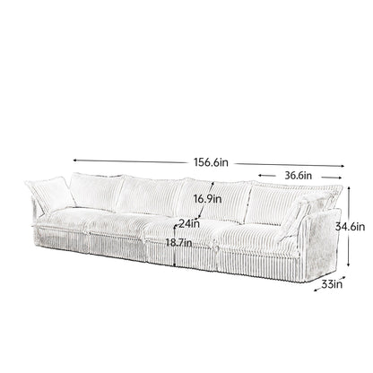 4-Seater Corduroy Slipcovered Sofa with Extra Deep for Living Room