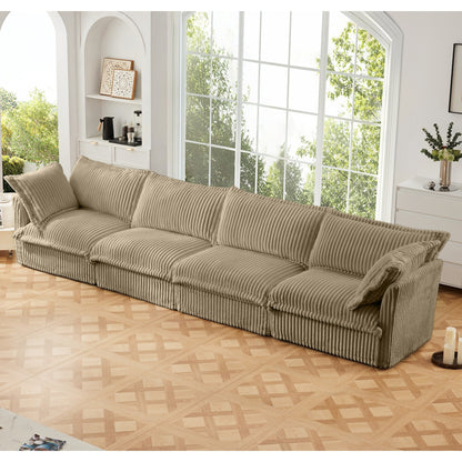 4-Seater Corduroy Slipcovered Sofa with Extra Deep for Living Room
