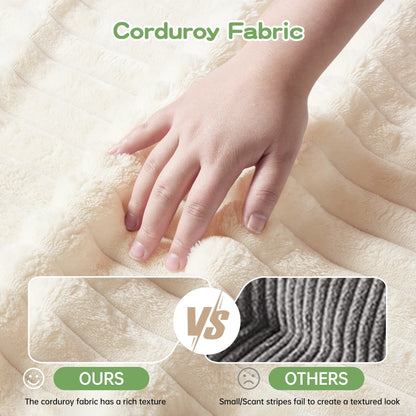 4-Seater Corduroy Slipcovered Sofa with Extra Deep for Living Room