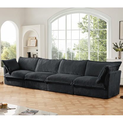 4-Seater Corduroy Slipcovered Sofa with Extra Deep for Living Room