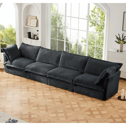 4-Seater Corduroy Slipcovered Sofa with Extra Deep for Living Room