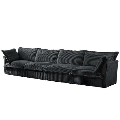 4-Seater Corduroy Slipcovered Sofa with Extra Deep for Living Room