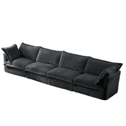 4-Seater Corduroy Slipcovered Sofa with Extra Deep for Living Room