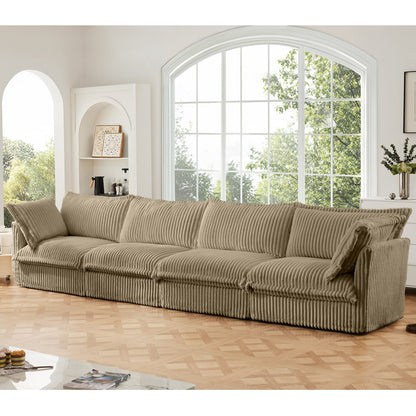 4-Seater Corduroy Slipcovered Sofa with Extra Deep for Living Room