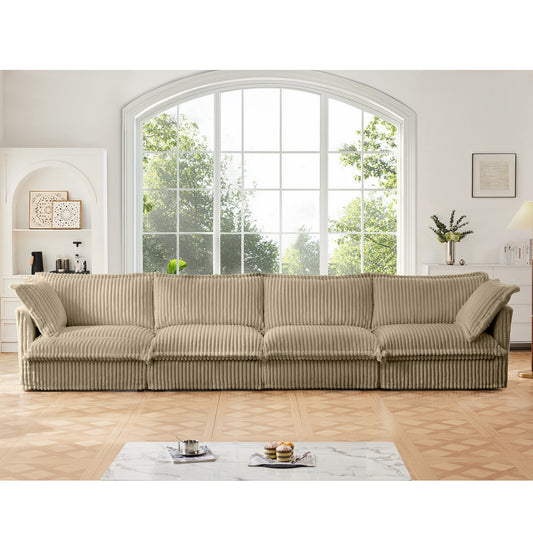 4-Seater Corduroy Slipcovered Sofa with Extra Deep for Living Room