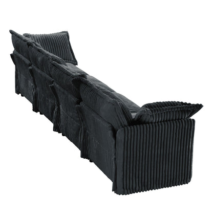 4-Seater Corduroy Slipcovered Sofa with Extra Deep for Living Room