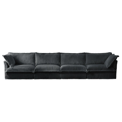 4-Seater Corduroy Slipcovered Sofa with Extra Deep for Living Room