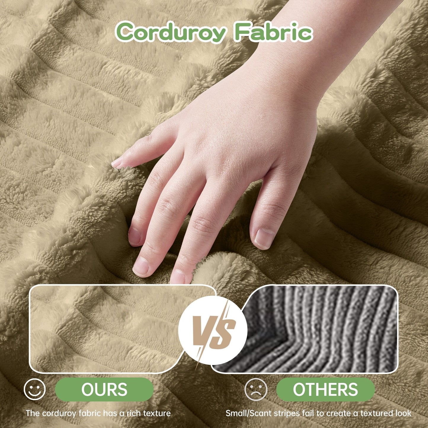 4-Seater Corduroy Slipcovered Sofa with Extra Deep for Living Room