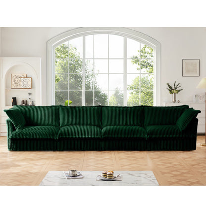 4-Seater Corduroy Slipcovered Sofa with Extra Deep for Living Room