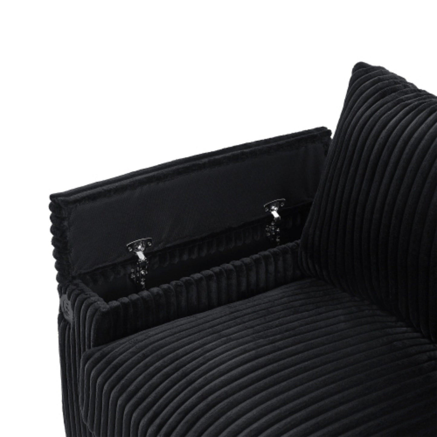 4-Seater Modern Corduroy Sofa Couch with USB Ports, Hidden Storage, and Flip-Top Cup Holders