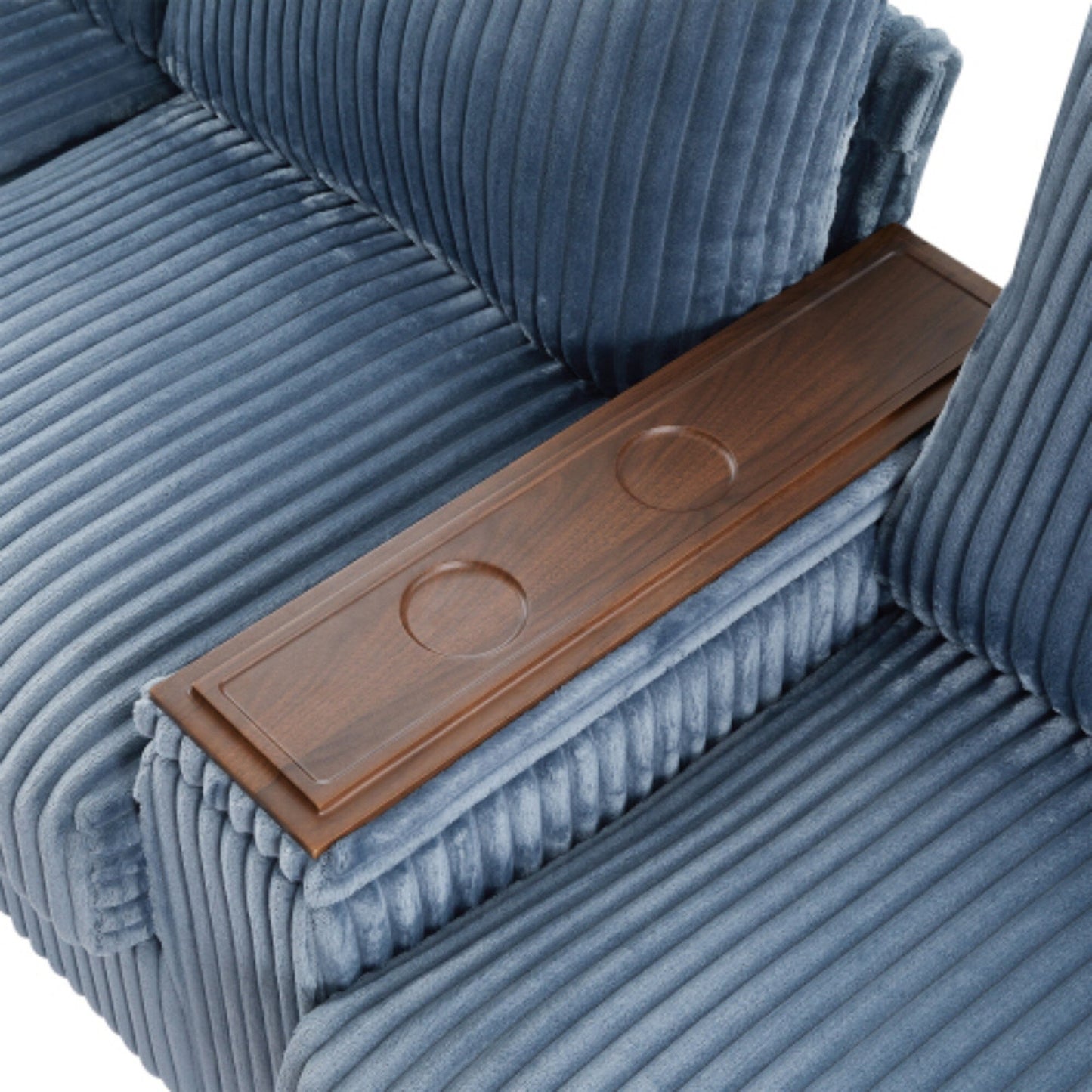 4-Seater Modern Corduroy Sofa Couch with USB Ports, Hidden Storage, and Flip-Top Cup Holders