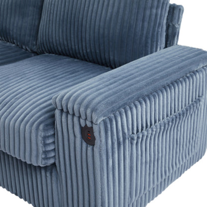 4-Seater Modern Corduroy Sofa Couch with USB Ports, Hidden Storage, and Flip-Top Cup Holders