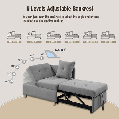 4-in-1 Single Convertible Sofa Bed with Adjustable Back