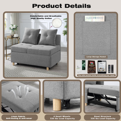 4-in-1 Single Convertible Sofa Bed with Adjustable Back