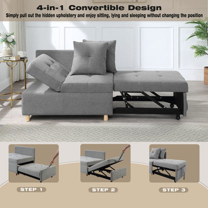 4-in-1 Single Convertible Sofa Bed with Adjustable Back