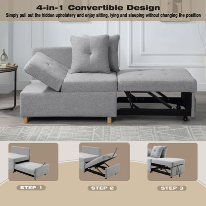 4-in-1 Single Convertible Sofa Bed with Adjustable Back