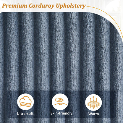 4-seater Corduroy Sofa Couch 133 Modern Sofa with USB Ports, Hidden Storage Arms, Flip-Top Cup Holders for Living Room