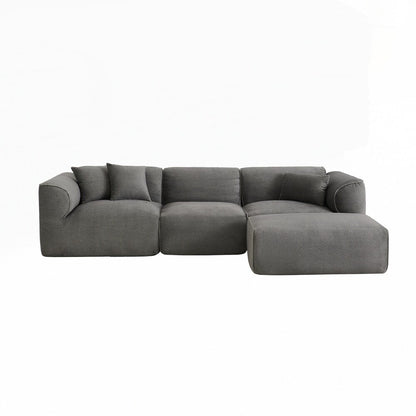 4-seater with pure sponge seat cushions and a detachable footstool includes 3 throw pillows