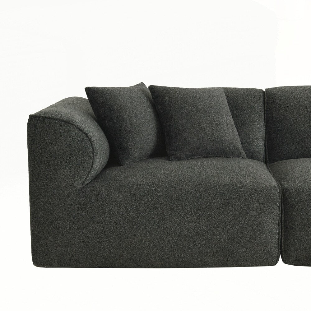 4-seater with pure sponge seat cushions and a detachable footstool includes 3 throw pillows