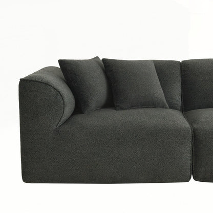 4-seater with pure sponge seat cushions and a detachable footstool includes 3 throw pillows