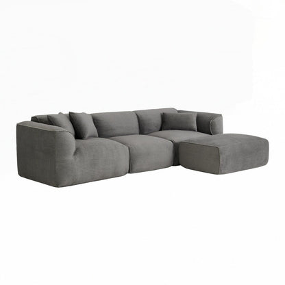4-seater with pure sponge seat cushions and a detachable footstool includes 3 throw pillows