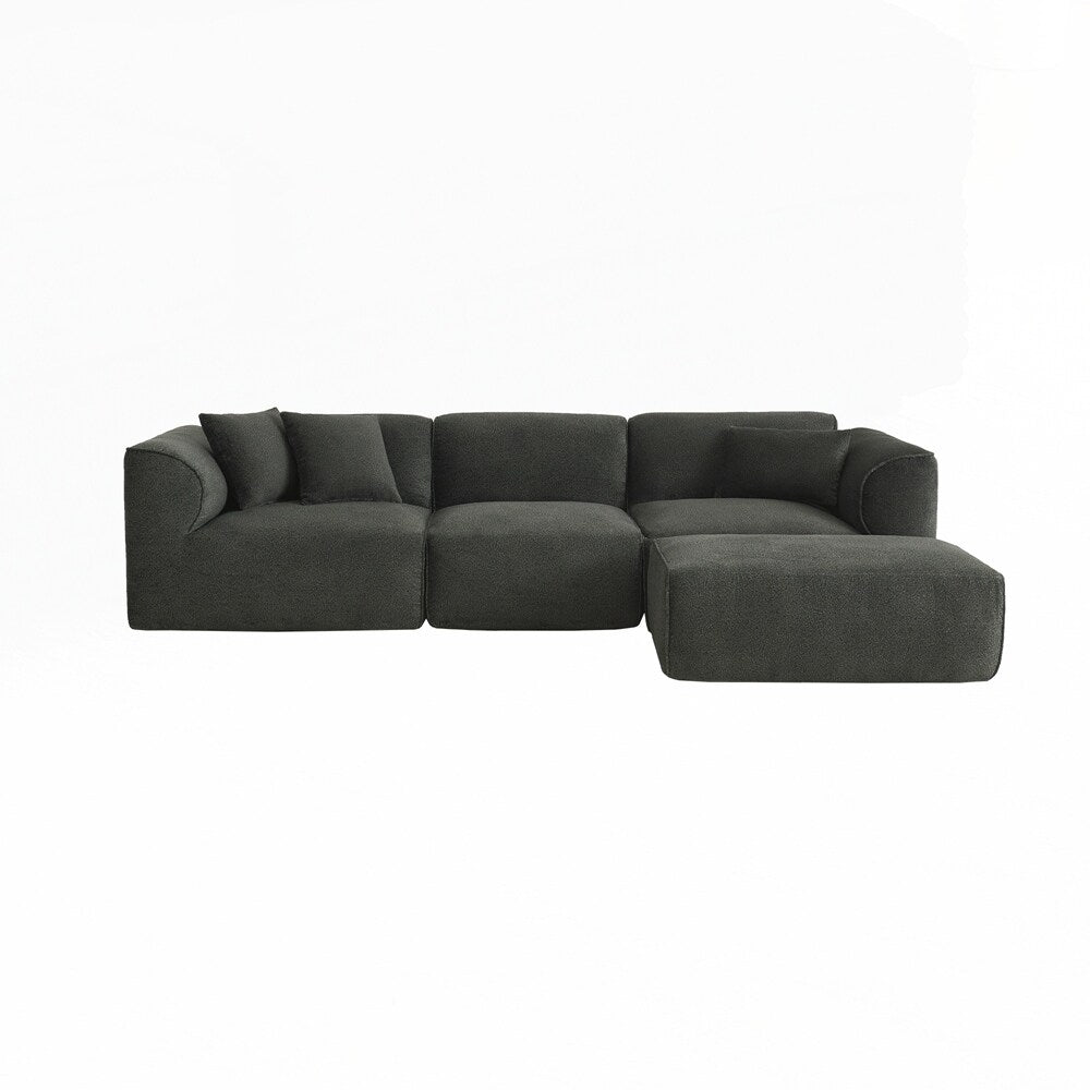 4-seater with pure sponge seat cushions and a detachable footstool includes 3 throw pillows