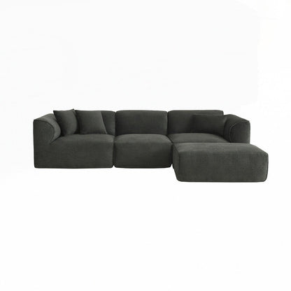 4-seater with pure sponge seat cushions and a detachable footstool includes 3 throw pillows