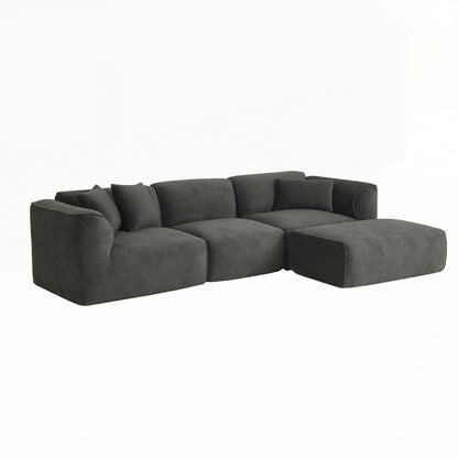 4-seater with pure sponge seat cushions and a detachable footstool includes 3 throw pillows