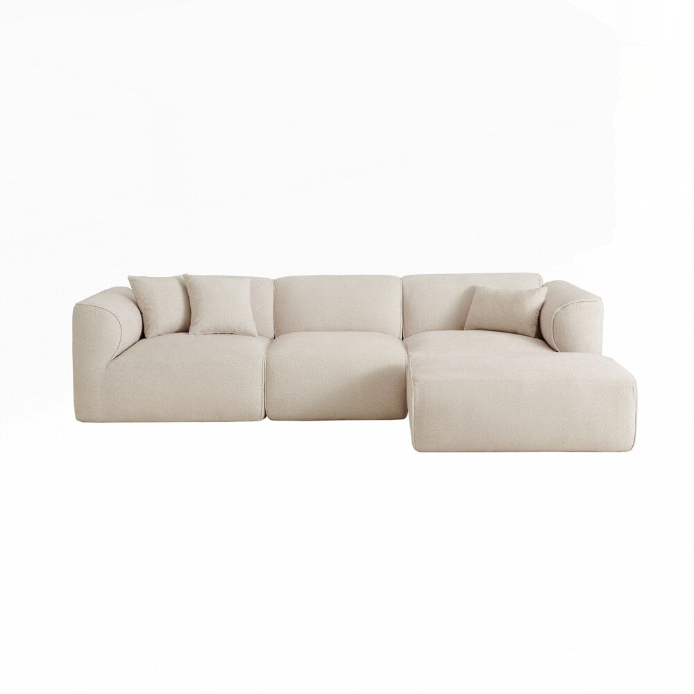 4-seater with pure sponge seat cushions and a detachable footstool includes 3 throw pillows