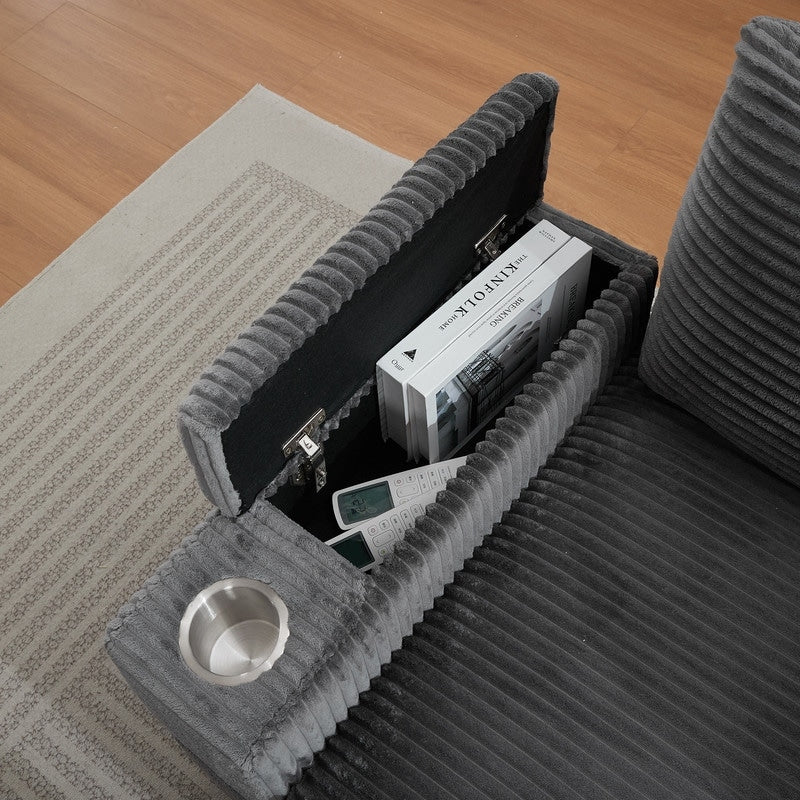 42.12 Corduroy Upholstered Sofa + Ottoman