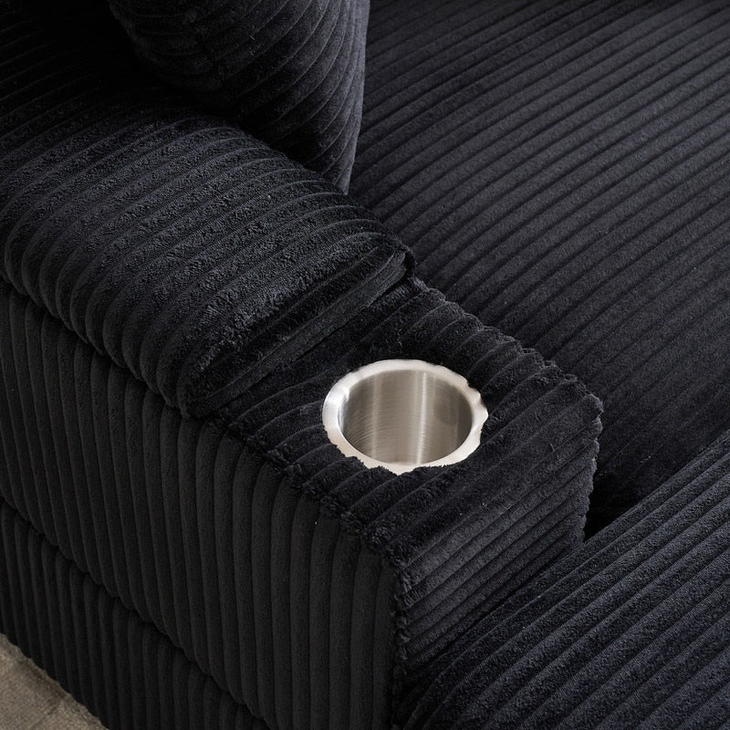 42.12 Corduroy Upholstered Sofa + Ottoman