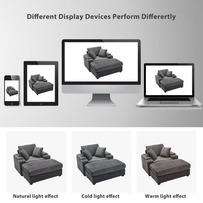 42.12 Corduroy Upholstered Sofa + Ottoman