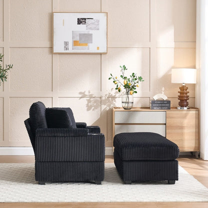 42.12 Corduroy Upholstered Sofa + Ottoman
