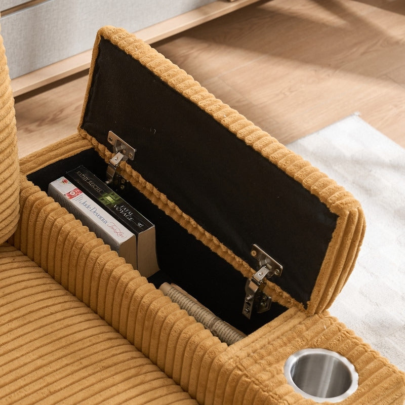 42.12 Corduroy Upholstered Sofa + Ottoman