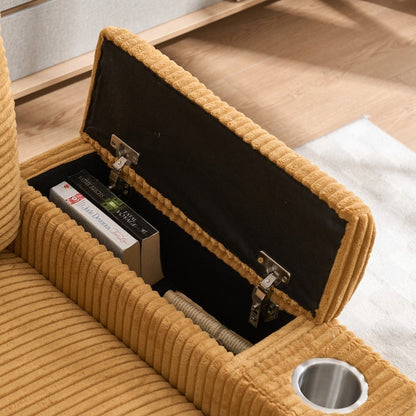 42.12 Corduroy Upholstered Sofa + Ottoman